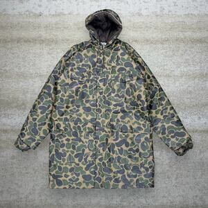 True Vintage 70s Hunting Camo Rain Jacket Mens M Trench Waterproof Full Zip